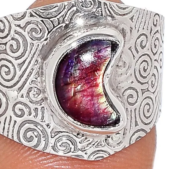 Crescent moon 🌙 sterling silver ring size 9 - Picture 3 of 4